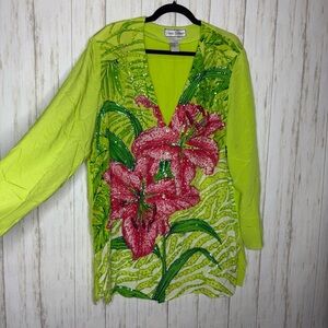 Diane Gilman Vintage 100% Silk Beaded Tiger Lily Large